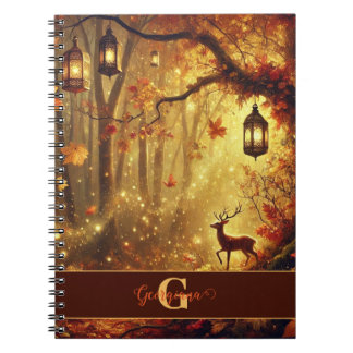 Personalised Whimsical Golden Autumnal Woodland Notebook