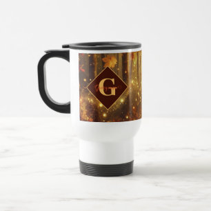 Personalised Whimsical Golden Autumnal Woodland Travel Mug