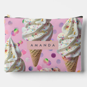Personalised  Whimsical Pastel Ice Cream Dream  Accessory Pouch