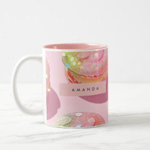 Personalised Whimsical Pastel Macaron Sparkle Two-Tone Coffee Mug