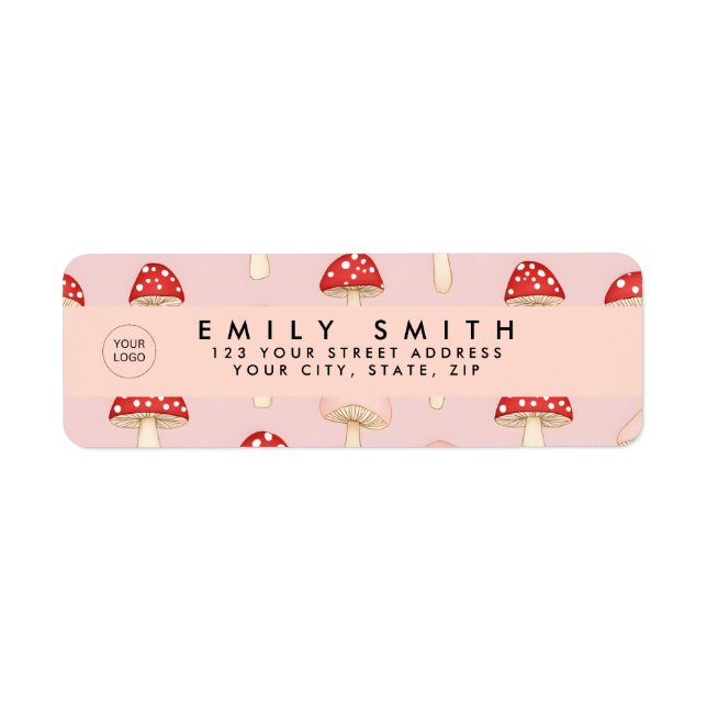 Personalised Whimsical Red Pink Mushroom Pattern (Front)
