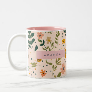 Personalised Whimsical Wildflower Meadow Two-Tone Coffee Mug