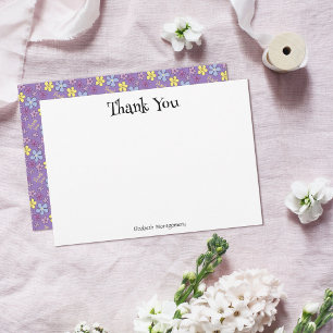 Personalised Whimsical Wildflowers Cute Floral Thank You Card