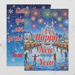 Personalised Whimsical Winter Fireworks greeting Holiday Card