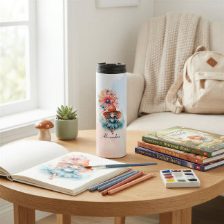 Personalised Whimsical Witch Watercolor Gift Thermal Tumbler