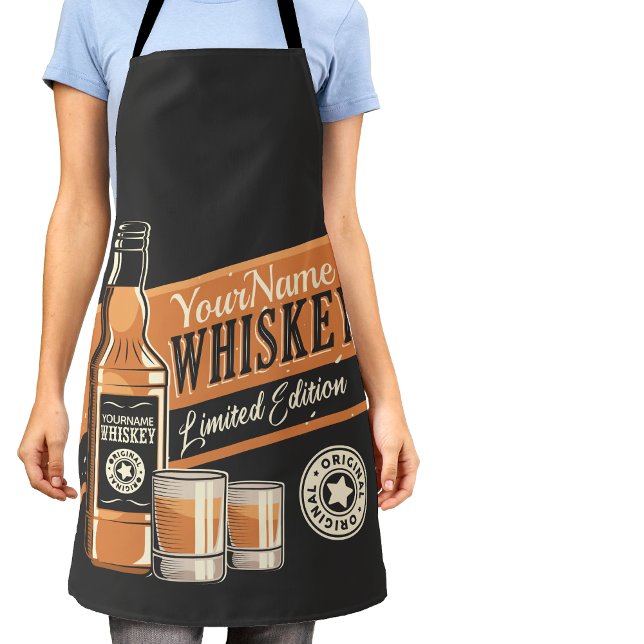 Personalised Whiskey Liquor Bottle Western Bar   Apron (Creator Uploaded)