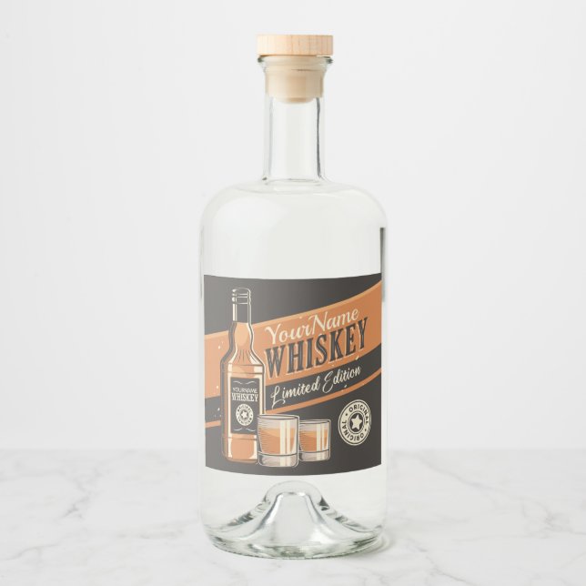 Personalised Whiskey Liquor Bottle Western Bar   Liquor Bottle Label (Front)