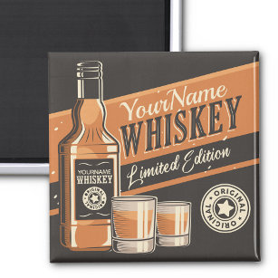 Personalised Whiskey Liquor Bottle Western Bar Magnet
