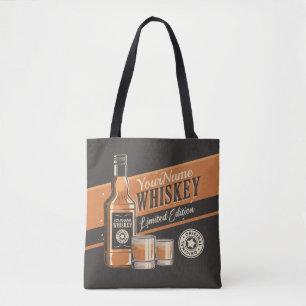 Personalised Whiskey Liquor Bottle Western Bar Tote Bag