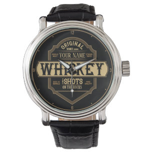 Personalised Whiskey on the Rocks Liquor Label Bar Watch