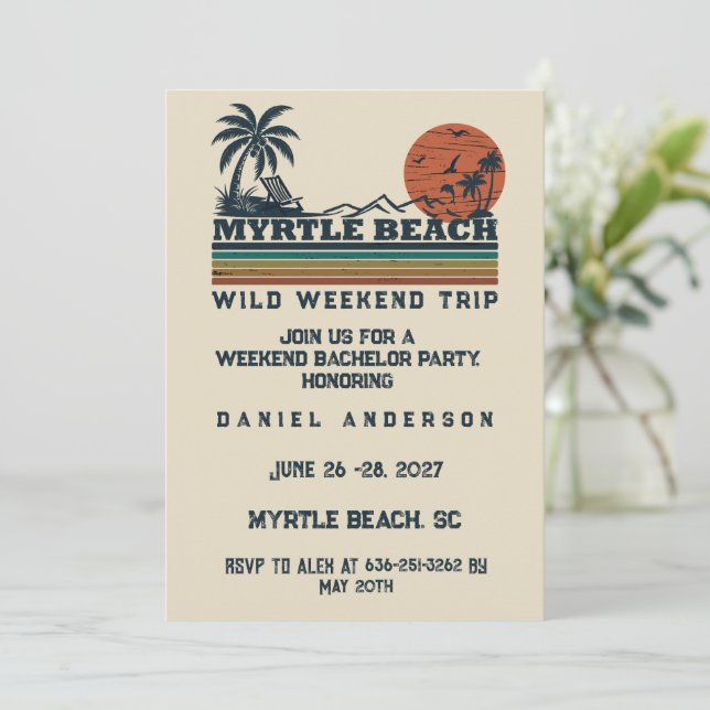 Personalised Whiskey Themed Weekend Bachelor Party Invitation (Standing Front)
