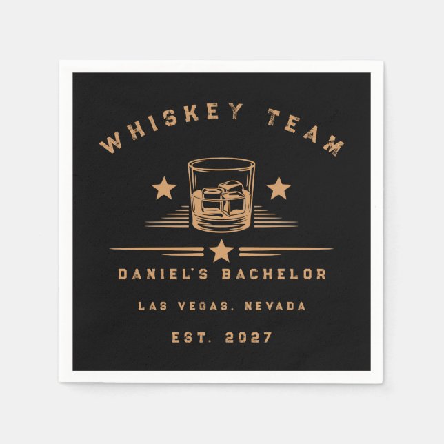 Personalised Whiskey Themed Weekend Bachelor Party Napkin (Front)