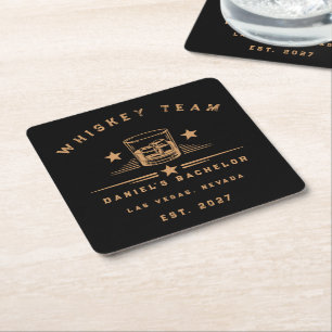Personalised Whiskey Themed Weekend Bachelor Party Square Paper Coaster