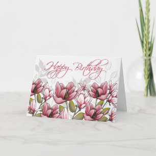 Personalised Whispering Magnolia Birthday Card