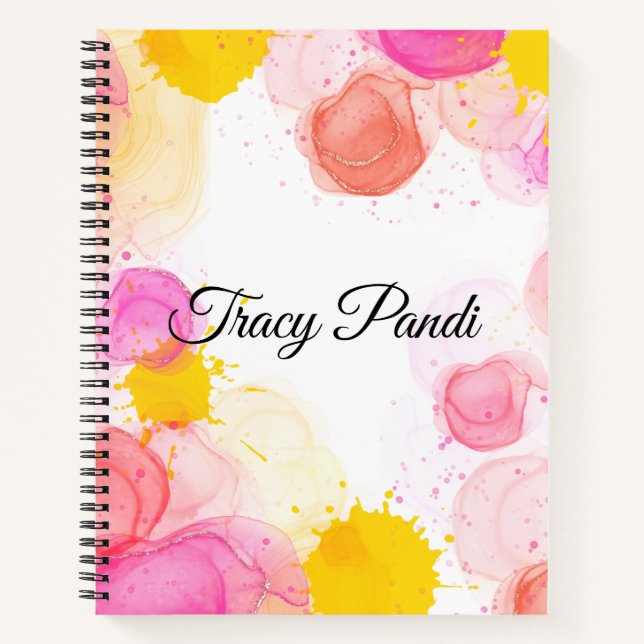 personalised Whispers of Pink and yellow Notebook (Front)