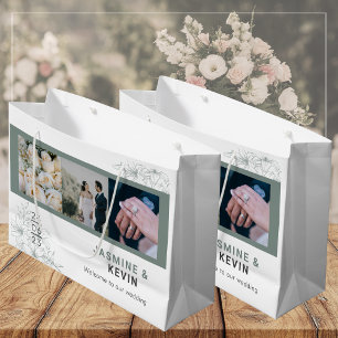 Personalised White Aesthetic Wedding Photo Large Gift Bag