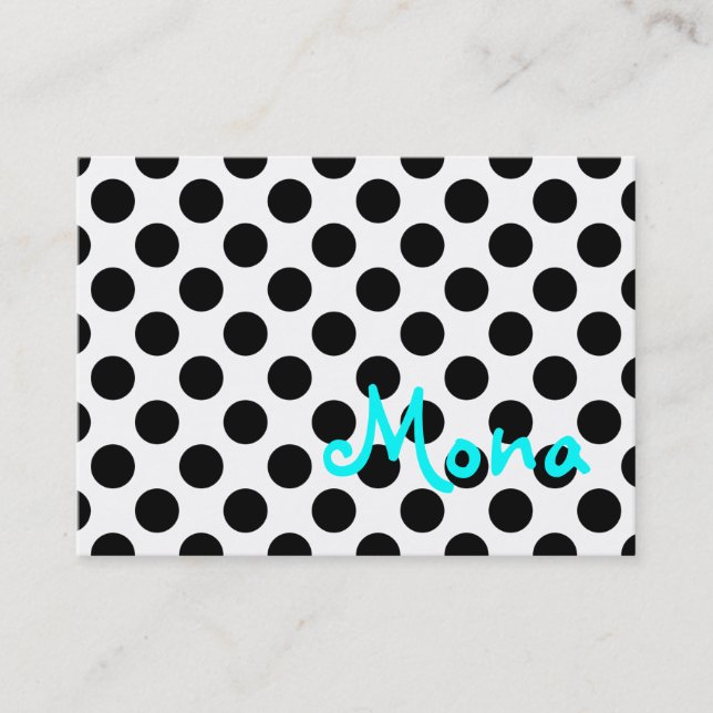 Personalised White and Black Polka Dot Business Card (Front)
