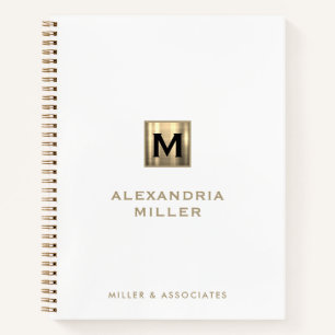 Personalised White and Gold Initial Logo Spiral Notebook