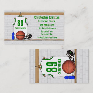 Personalised White and Green Basketball Jersey Business Card