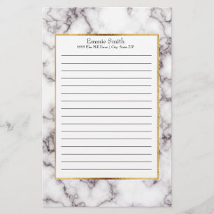Personalised White and Grey Marble Stationery