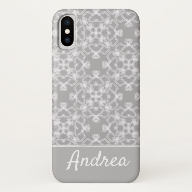 Personalised white and grey pattern Case-Mate iPhone case (Back)