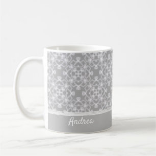 Personalised white and grey pattern coffee mug