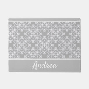 Personalised white and grey pattern doormat