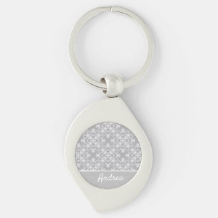 Personalised white and grey pattern key ring