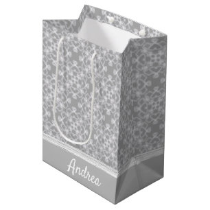 Personalised white and grey pattern medium gift bag