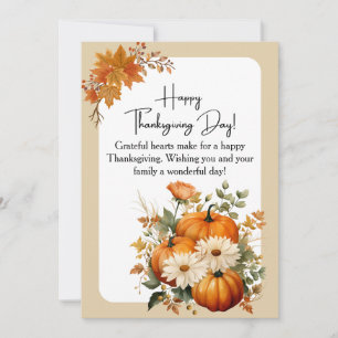 Personalised White and Orange Floral Thanksgiving Holiday Card