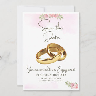 Personalised White and Pink Engagement Card Design