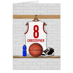 Personalised White and Red Basketball Jersey