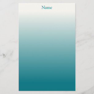 Personalised White and Teal Ombre Stationery