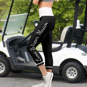 Personalised White Black Striped Pet Cat Name Gift Capri Leggings