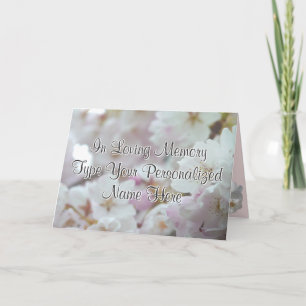 Personalised White Blossom Card Memorial Card