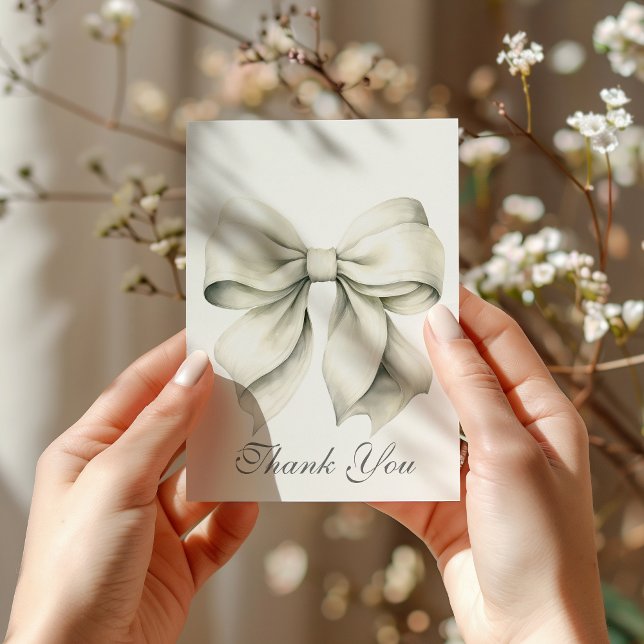 Personalised White Bow Bridal Shower Thank You Card (Creator Uploaded)