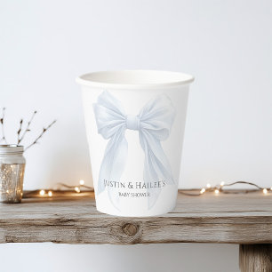 Personalised White Bow Girl Coquette Baby Shower Paper Cups