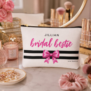 Personalised White Bridal Bestie Bridesmaid Accessory Pouch