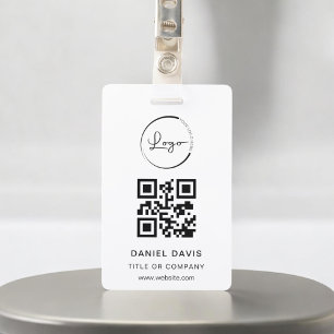 Personalised White Business Logo QR Code ID Badge