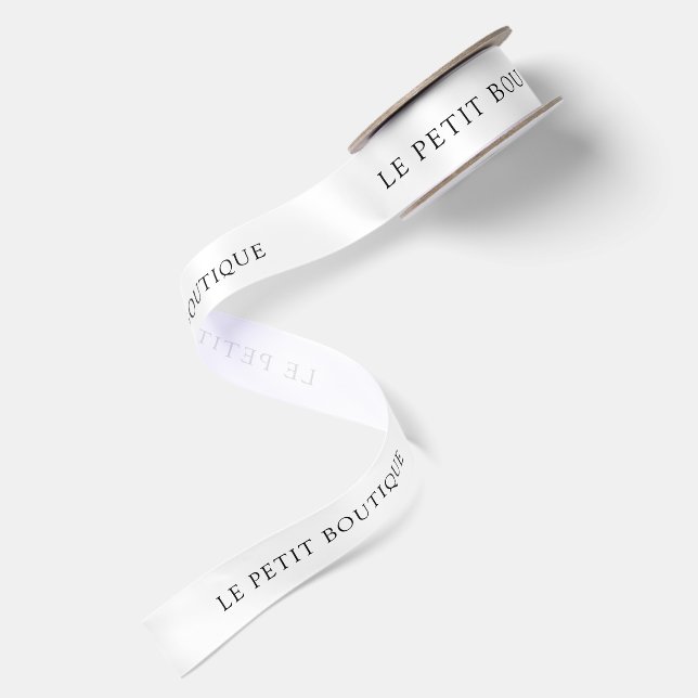 Personalised White Business Name Satin Ribbon (Front+Back)