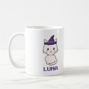 Personalised White Cat Halloween Mug
