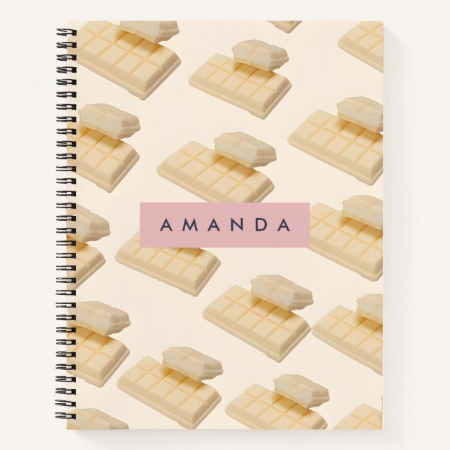 Personalised White Chocolate Bar Pattern Notebook (Front)