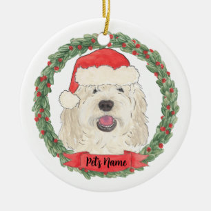 Personalised White Cream Doodle Christmas Ceramic Tree Decoration