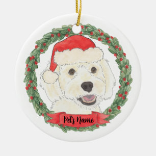 Personalised White Cream Doodle Christmas Ceramic Tree Decoration