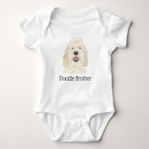 Personalised White Cream Golden Doodle Dog Baby Bodysuit