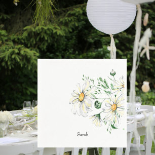 Personalised White Daisies Shower Cocktail Napkin