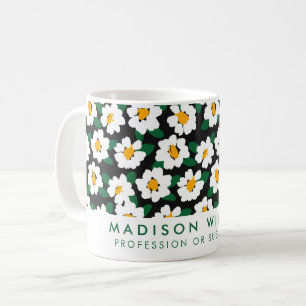 Personalised White Daisy Flower Mug Custom Name