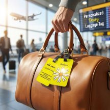 Personalised White Daisy Luggage Tag