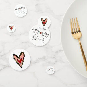 Personalised White Doves and Love Heart Confetti