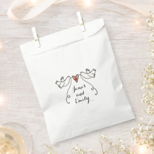 Personalised White Doves Wedding Favour Bags